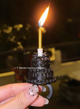 蛋糕蜡烛戒指哥特暗黑风生日装饰戒指3d打印拍照出片神器小众首饰