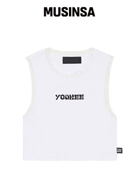 YOUHEE LOGO蕾丝无袖白色上衣韩国官网直邮进口MUSINSA