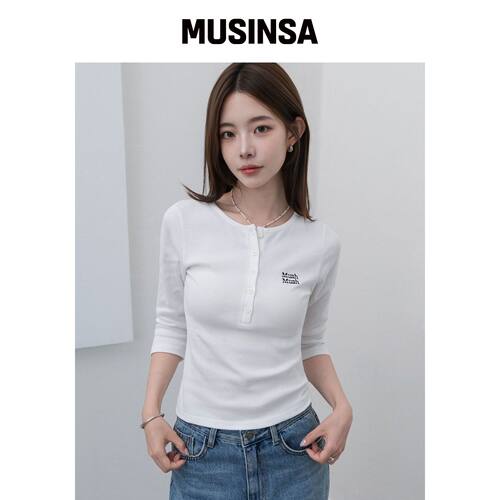 MUAHMUAH 婴儿7分亨利领衬衫 [WHITE]韩国官网直邮进口MUSINSA