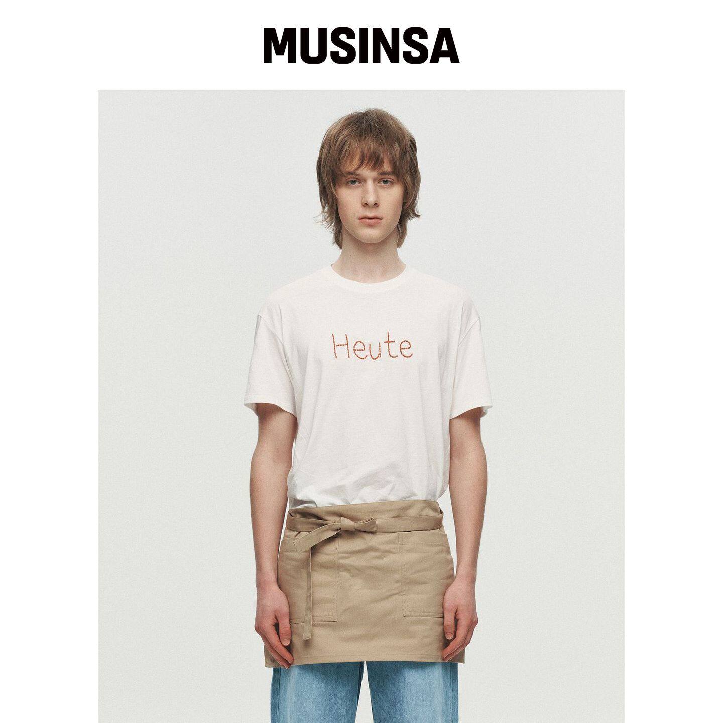 HEUTE 珠饰LOGO T恤(白色) MUSINSA韩国直邮官方正品