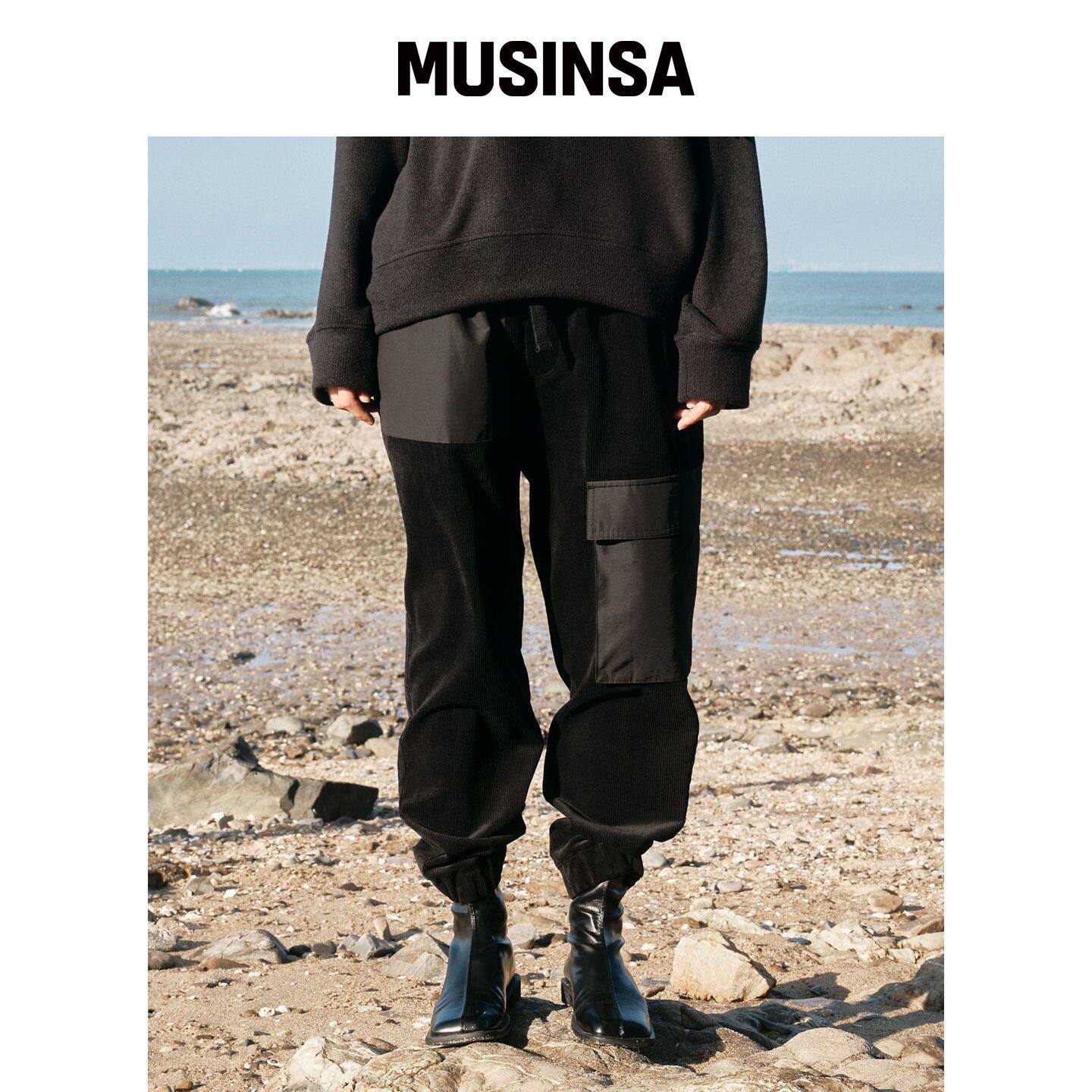 MONOPHOBIA CORDUROY口袋慢跑裤 黑色 MUSINSA韩国官网直邮进口