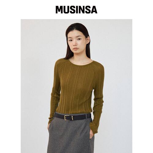 HOWUS ERIN 直筒针织衫 (橄榄色) MUSINSA韩国官网直邮进口