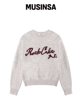 ROCKCAKE Script Logo 羊毛针织衫 - 燕麦色韩国官网直邮进口
