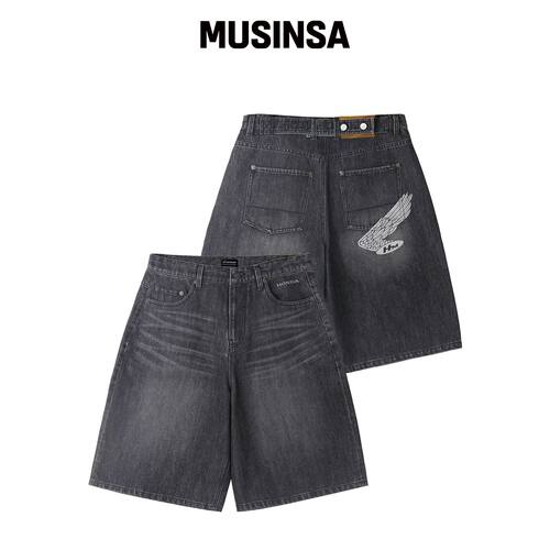 PHYPS MOTORCYCLE 机车风百慕大短裤黑色 MUSINS韩国官网直邮进口