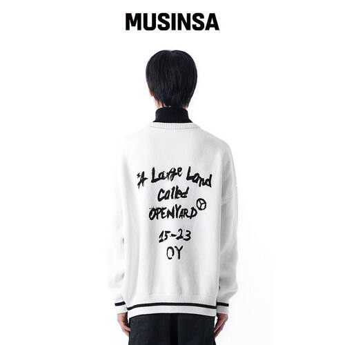 OY POLA 拉链涂鸦针织卫衣-白色 MUSINSA韩国直邮官官网直邮进口