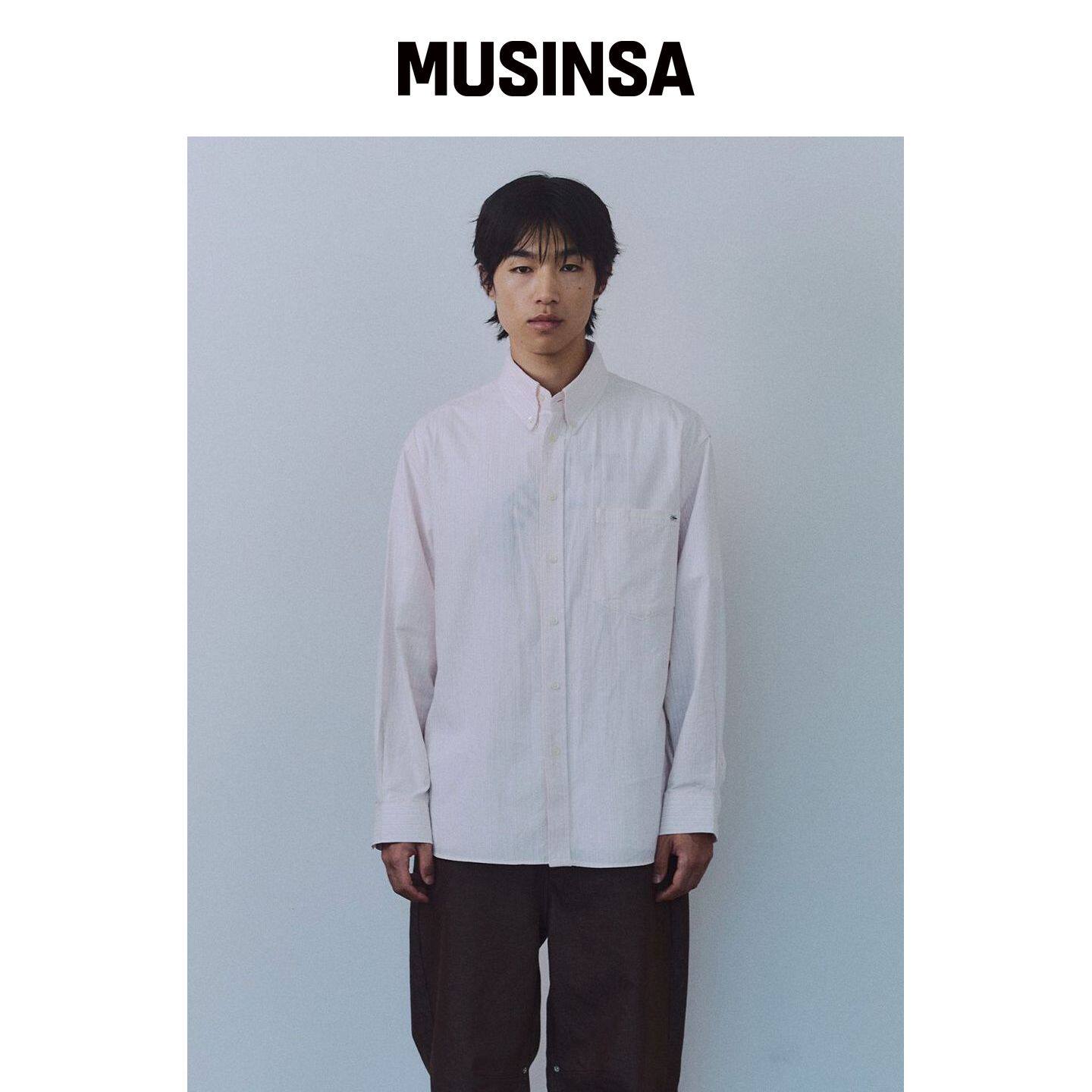 KIJUN MEN 自然条纹粉色扣领衬衫 MUSINSA韩国官网直邮进口