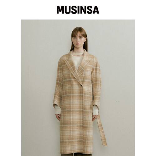 THE PENNY CHECK LONG HANDMADE COAT - 米色韩国官网直邮进口