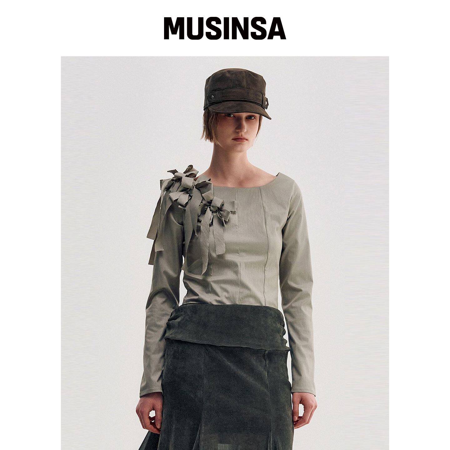 KIMZISU 原边丝带上衣 _ 灰色 MUSINSA韩国直邮官方正品