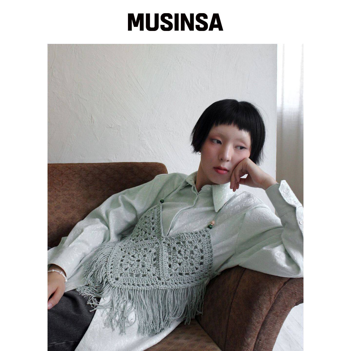 RUBATI 手工钩编流苏针织马甲_薄荷 MUSINSA韩国官网直邮进口