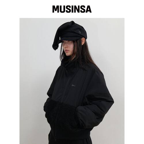 OJOS 可翻转摇粒绒飞行员夹克 / 黑色 MUSINSA韩国直邮官方正品