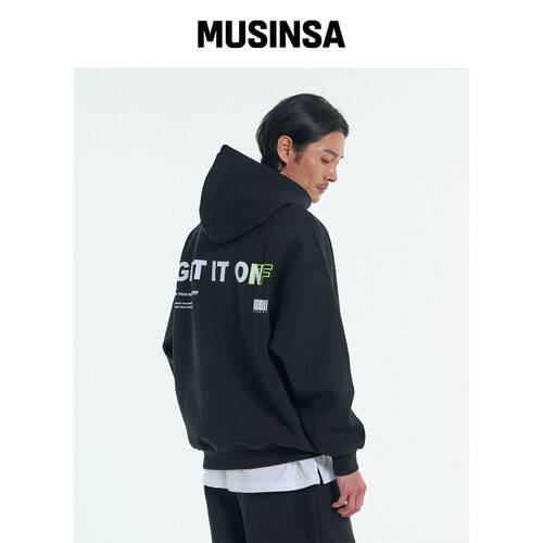 GET IT ON 签名连帽卫衣_黑色韩国官网直邮进口MUSINSA