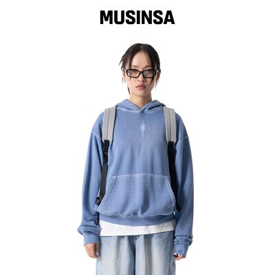 IUGAMAKARAS 天蓝色染色连帽卫衣 MUSINSA韩国官网直邮进口