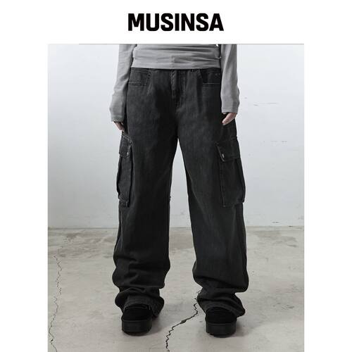 41PRAY 按扣细节工装裤/黑色 MUSINSA韩国官网直邮进口