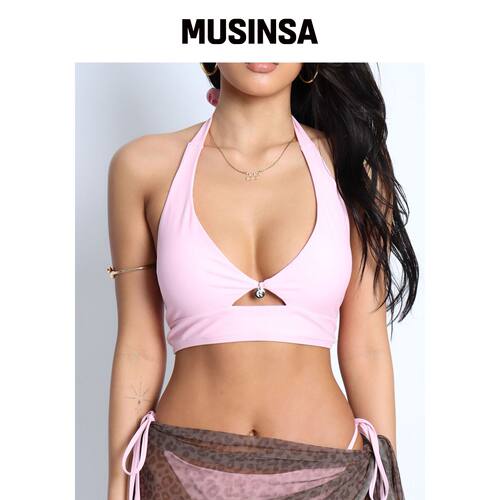 COOLSIS CS KEYHOLE BIKINI TOP (粉色)韩国官网直邮进口MUSINSA