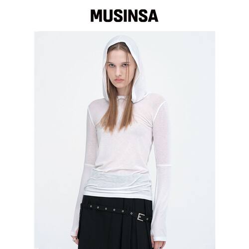 MILLO WOMEN 极简 ribbed 连帽卫衣 [象牙色] MU韩国官网直邮进口