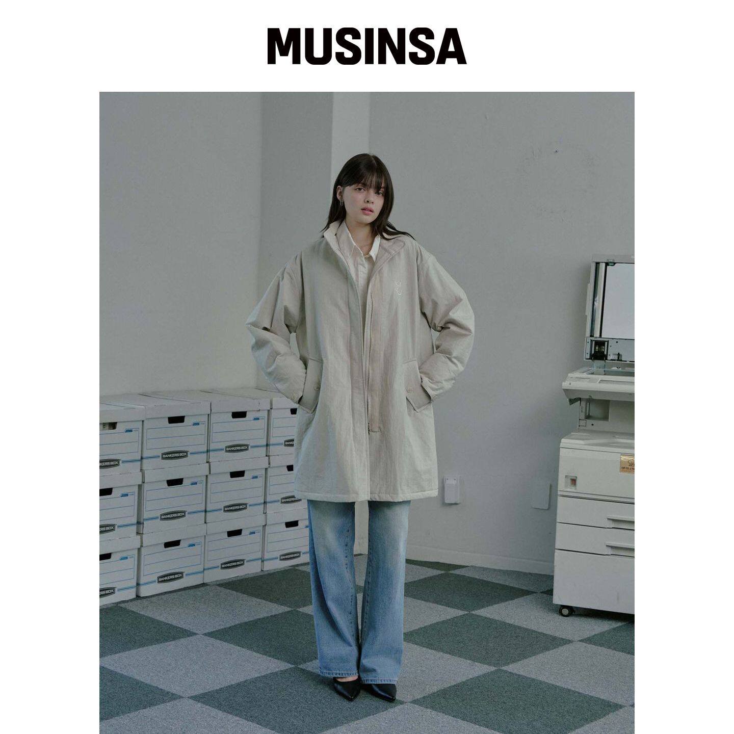 MOIREMOA 柔软填充摩登大衣·浅米色 MUSINSA韩国官网直邮进口