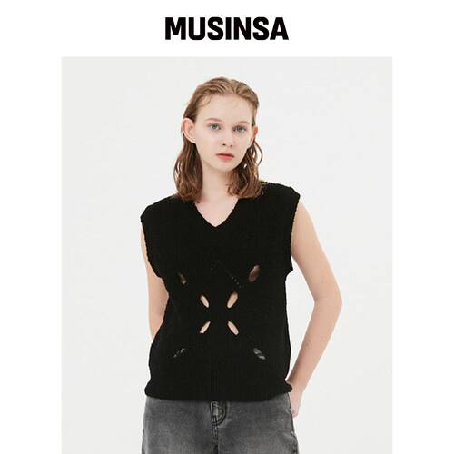 MOONSUN ESSENTIAL_UNISEX Eclipse 条纹孔针织 韩国官网直邮进口