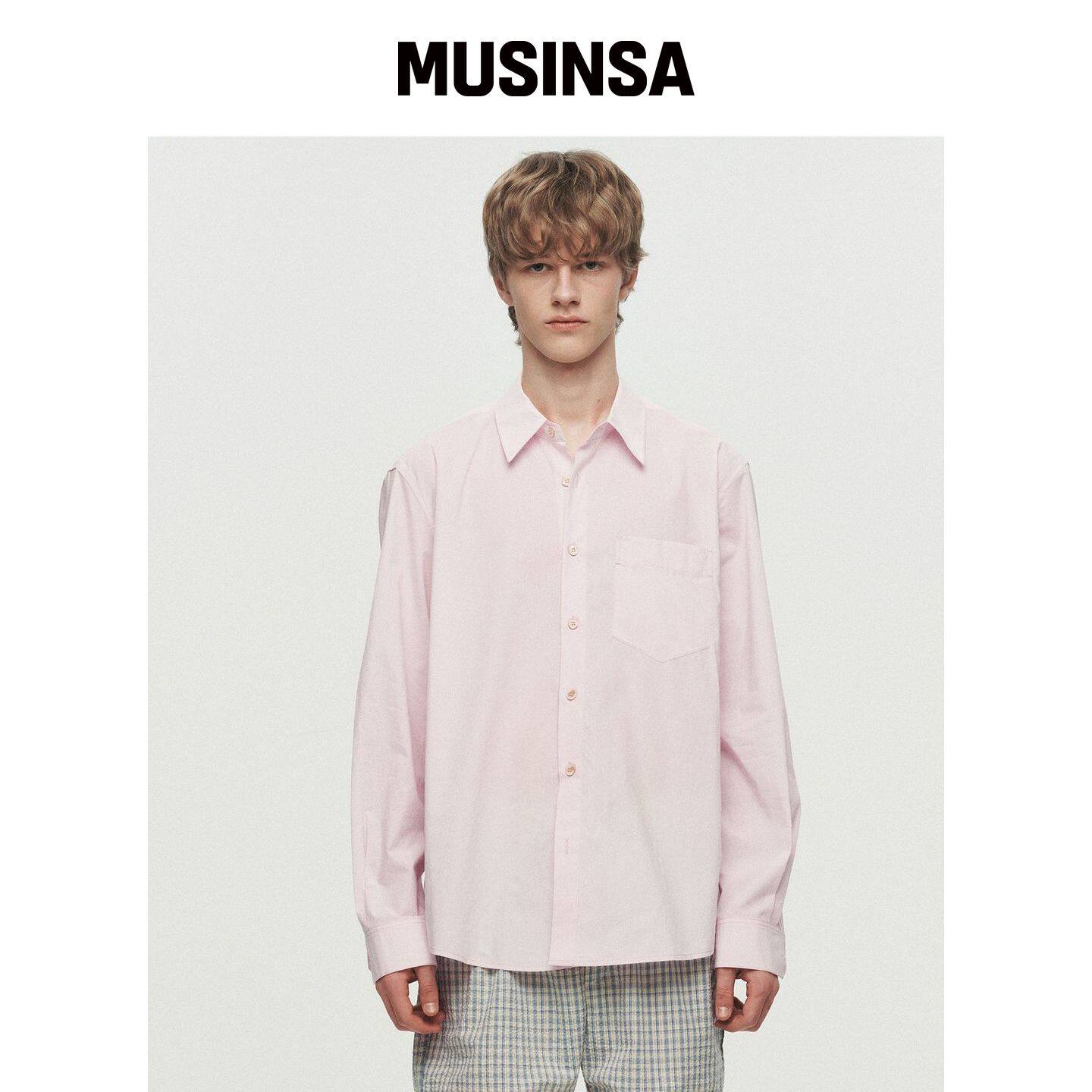 HEUTE 常规领棉质衬衫 (L/粉色) MUSINSA韩国直邮官方正品