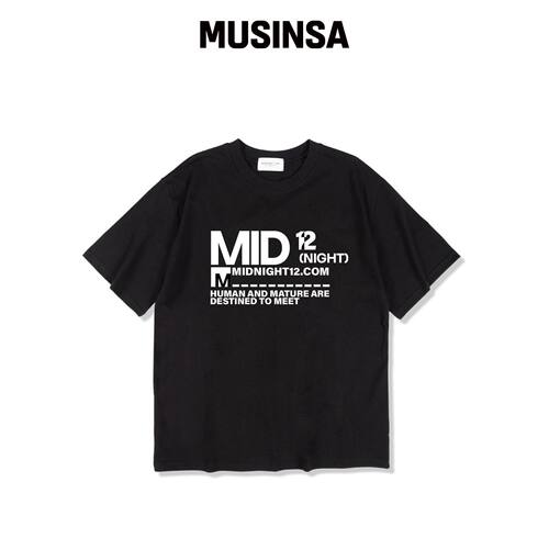 MIDNIGHT12AM MID12M 宽松版型短袖T恤 黑色韩国官网直邮进口