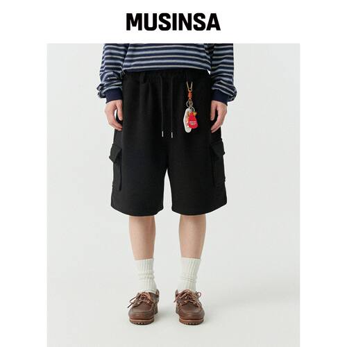 STENDS [M~4XL] 腰带LOOXP工装运动短裤_黑色韩国官网直邮进口