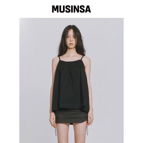 MONOPHOBIA TIE BACK STRING CROP TOP BLACK韩国官网直邮进口