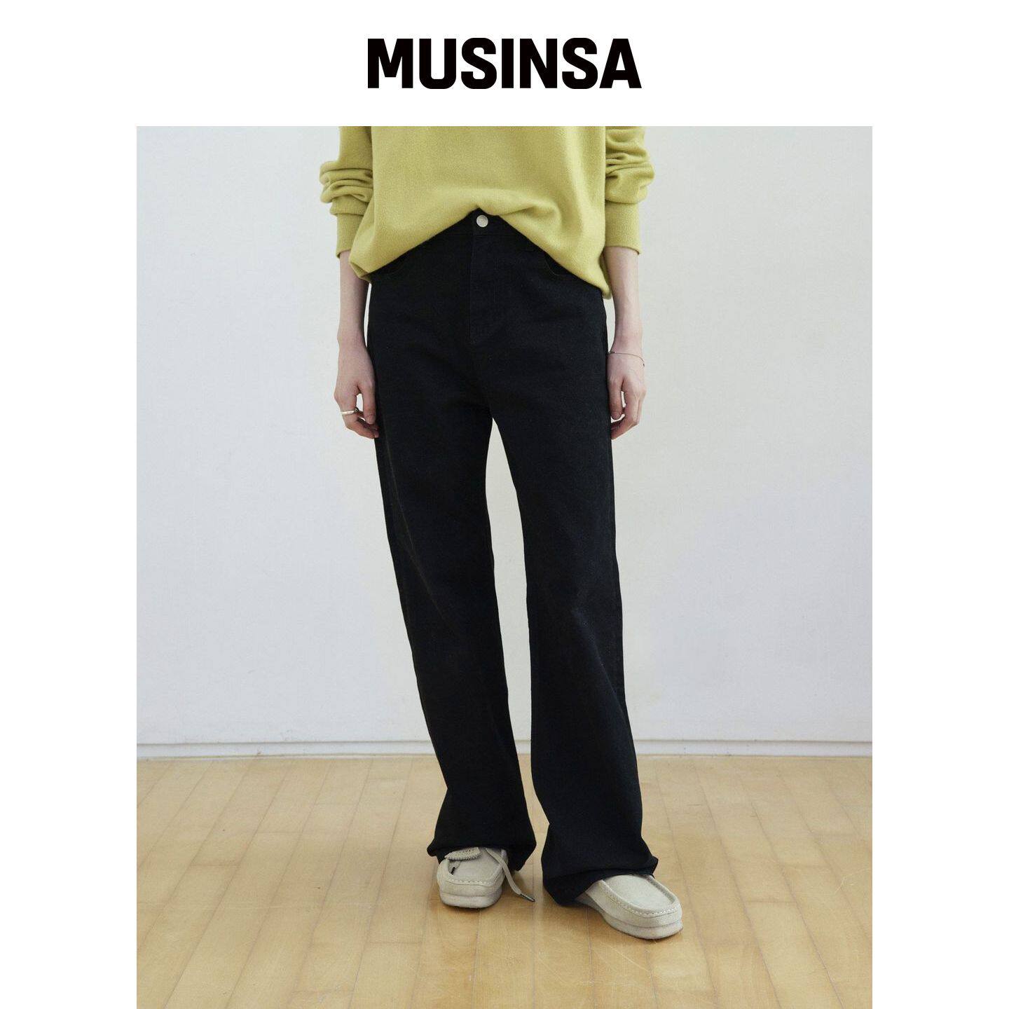 STEP AROUND 棉质弹力喇叭裤_黑色 MUSINSA韩国官网直邮进口