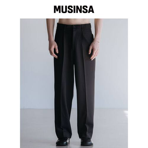 DECOROSO SIER 一褶半宽松西裤 [黑色] MUSINSA韩国官网直邮进口