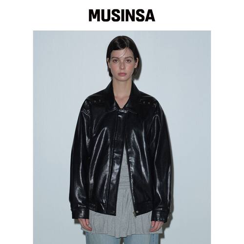 MARGARIN FINGERS RIVET FAKE LEATHER JACKET (韩国官网直邮进口