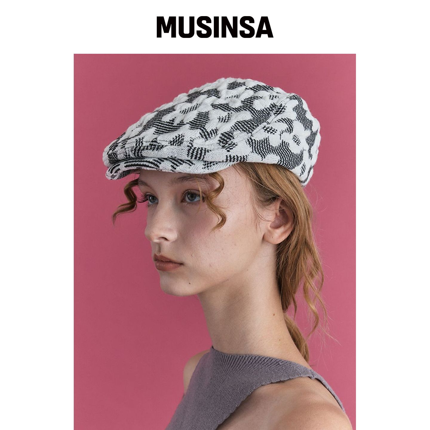 POESIEDAME 鸢尾黑平顶帽 MUSINSA韩国直邮官方正品