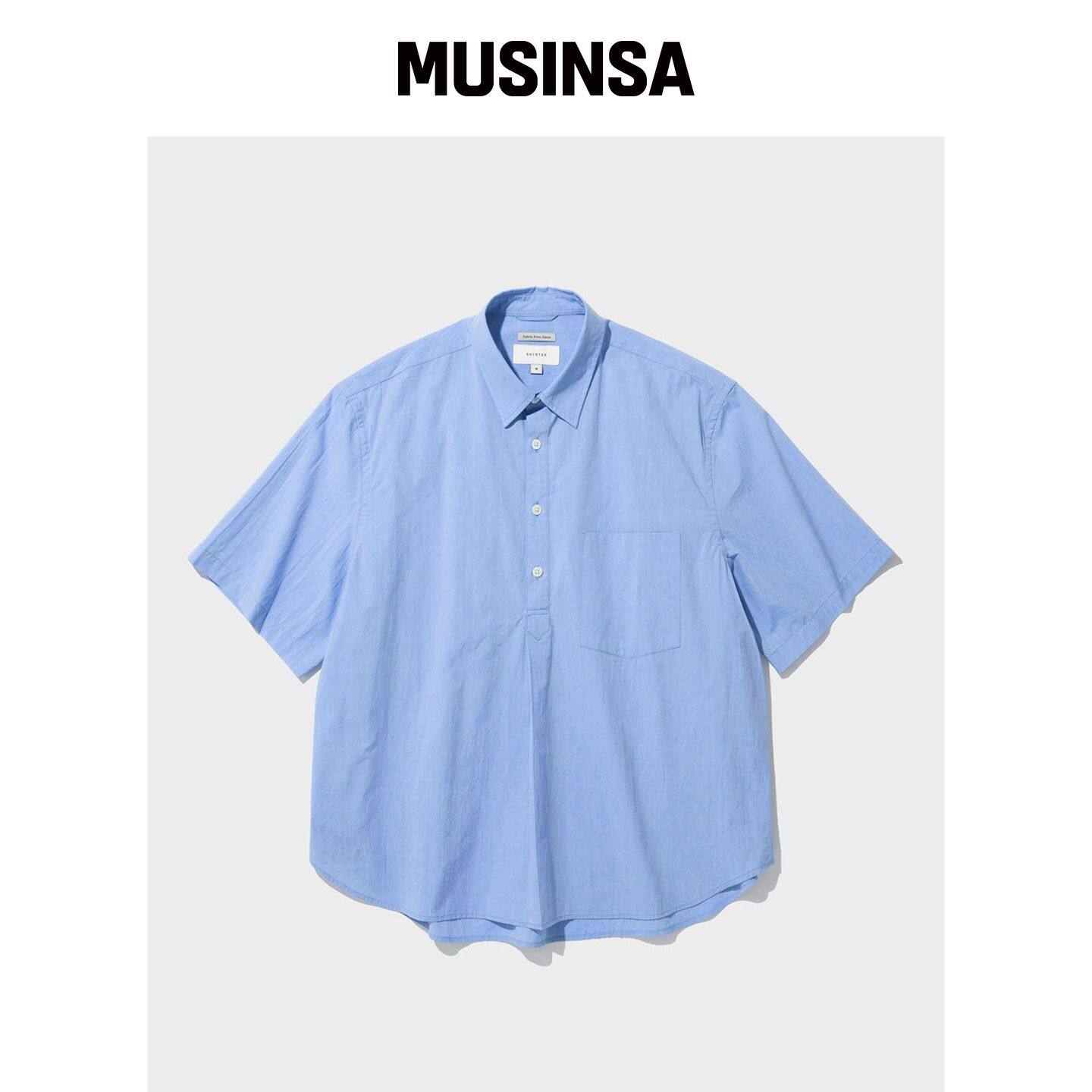 SHIRTER 抽褶套头半衬衫(天蓝色) MUSINSA韩国官网直邮进口