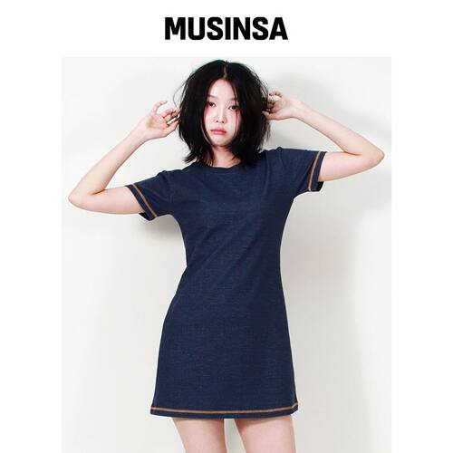 DEMARC GIRLY CHIC STITCH MINI DRESS 海军蓝韩国官网直邮进口