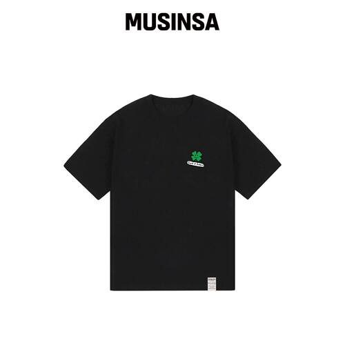GRAVER [UNISEX]四叶草短袖T恤_黑色 MUSINSA韩国官网直邮进口