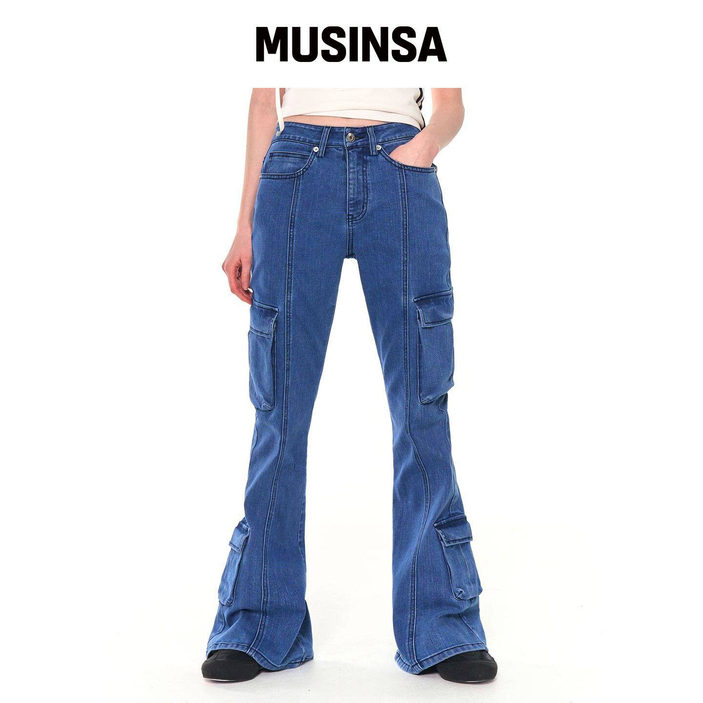 ZIZEMUSEUM CARGO BOOTS CUT 牛仔裤(蓝色) MU韩国官网直邮进口