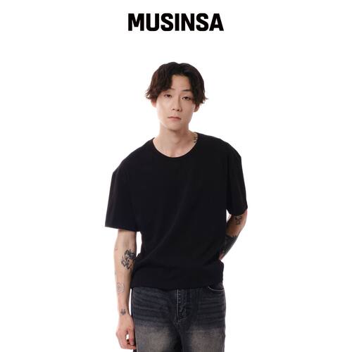 DIVEIN UNIFORM 半短款U领T恤（黑色） MUSINSA韩国官网直邮进口
