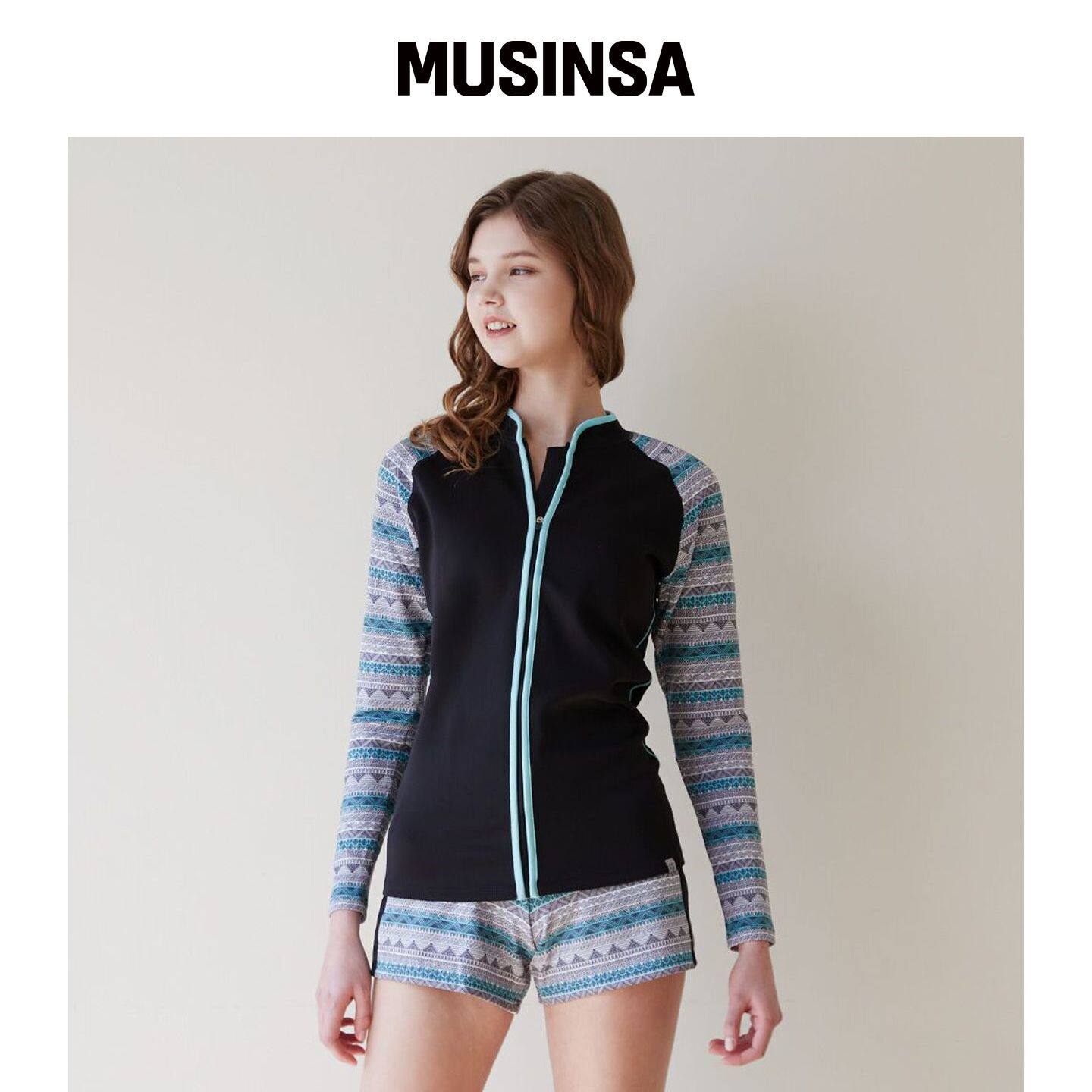 BASIC ELLE 女款防晒泳衣居家服套装 4PCS 泳衣 韩国官网直邮进口