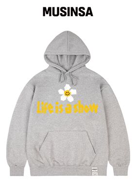 GRAVER [UNISEX]贴花微笑连帽卫衣_灰色韩国官网直邮进口