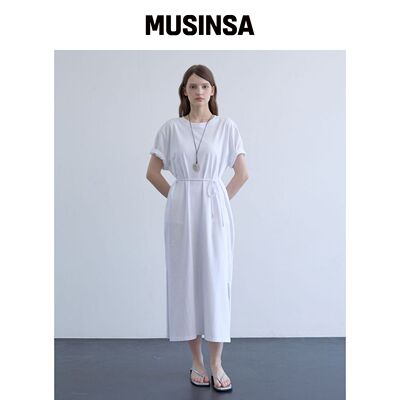 ODER [SET]_棉质长款连衣裙+绳-白色韩国官网直邮进口MUSINSA