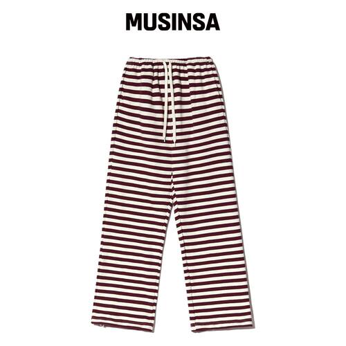 PIECE MAKER SOFT STRIPE SWEAT PANTS (BURGUND韩国官网直邮进口
