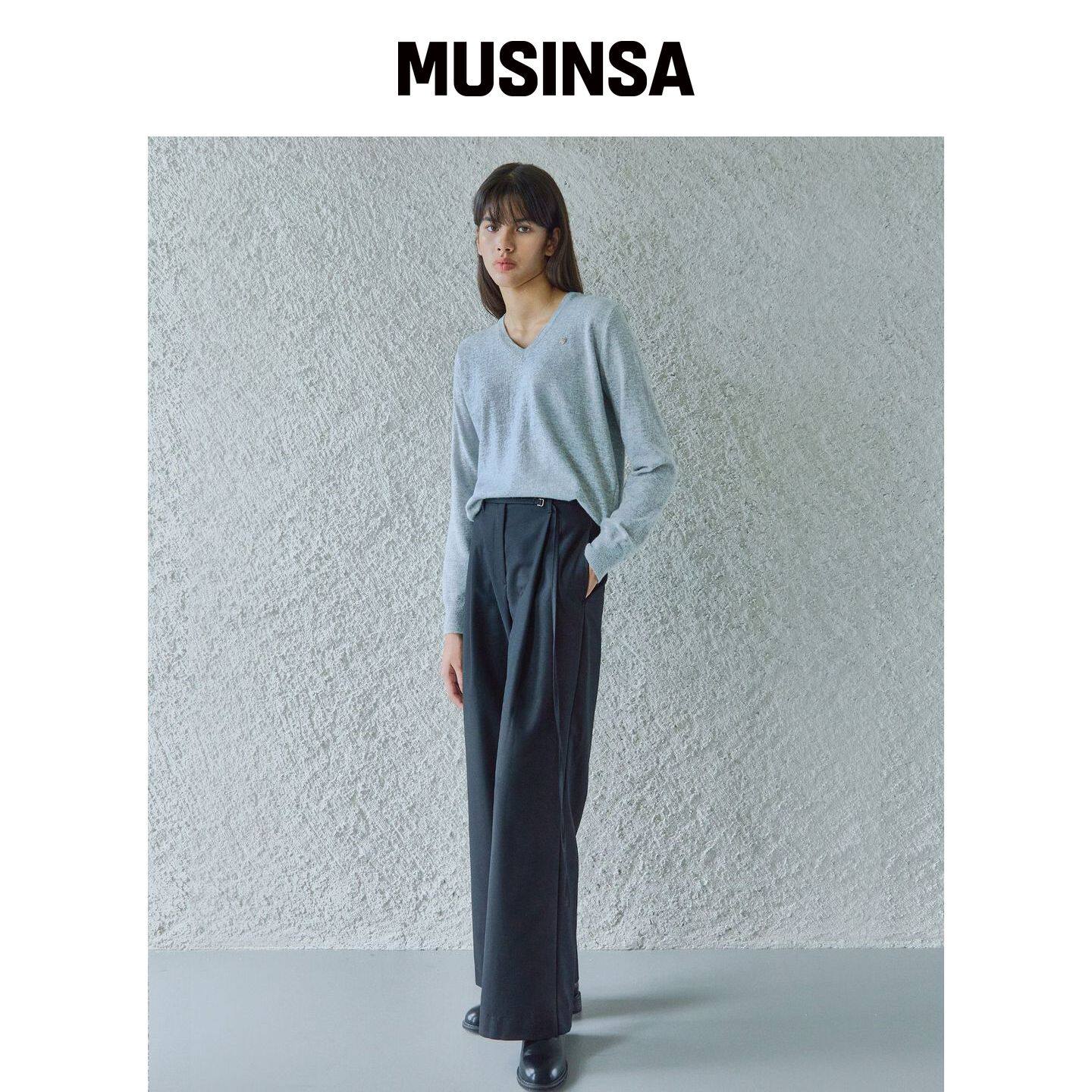 IHR 宽松褶皱腰带热裤子 / 炭灰色 MUSINSA韩国直邮官方正品