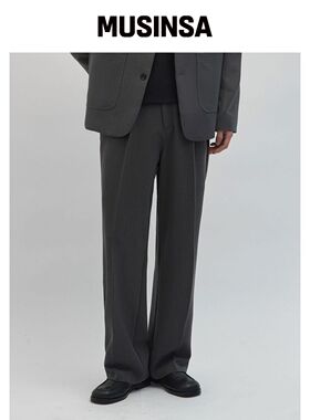 WORK ON BODY OFF 오尔多半宽单褶西装裤 [灰色]韩国官网直邮进口