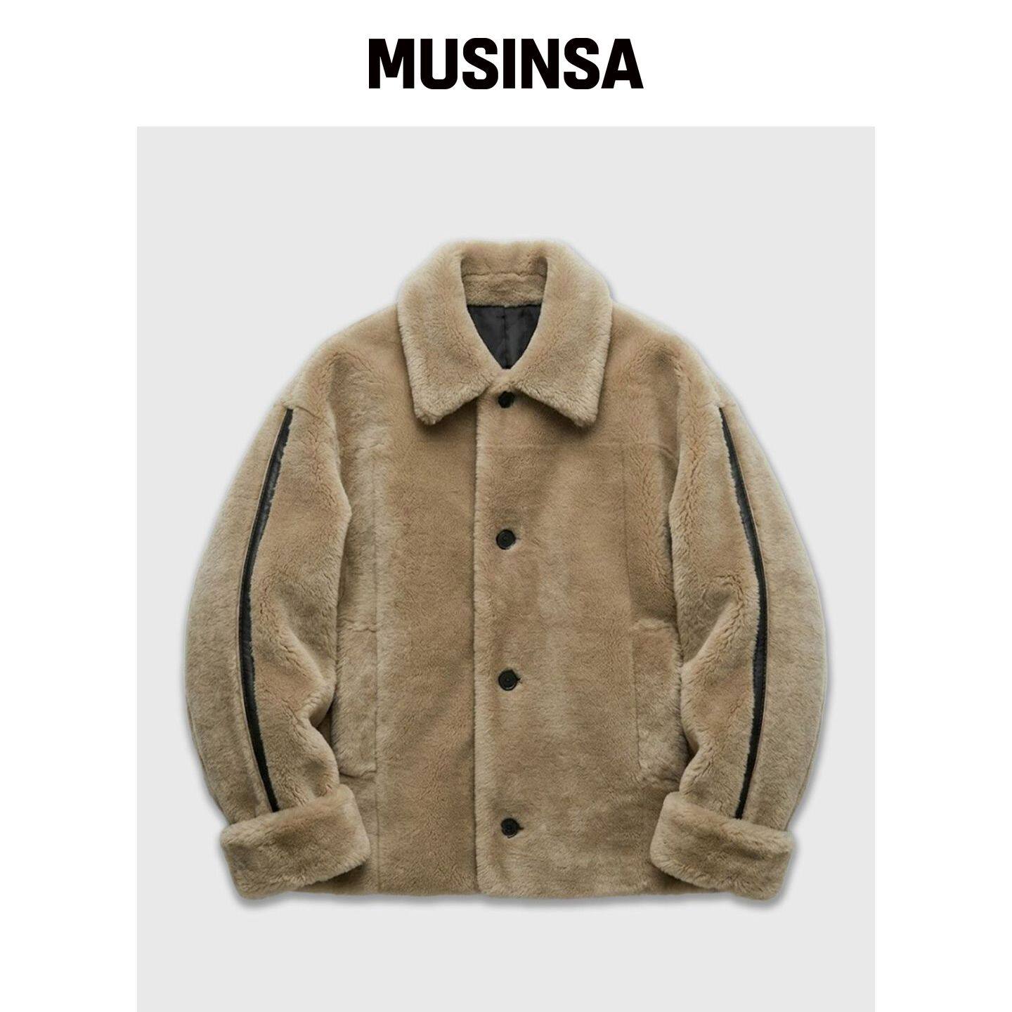LMOOD BLess 麂皮毛领外套 米色 MUSINSA韩国官网直邮进口