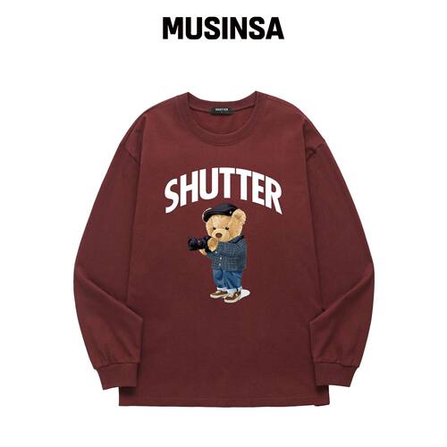 SHUTTER CAMERA BEAR 长袖衫 (SLS037) 酒红色韩国官网直邮进口