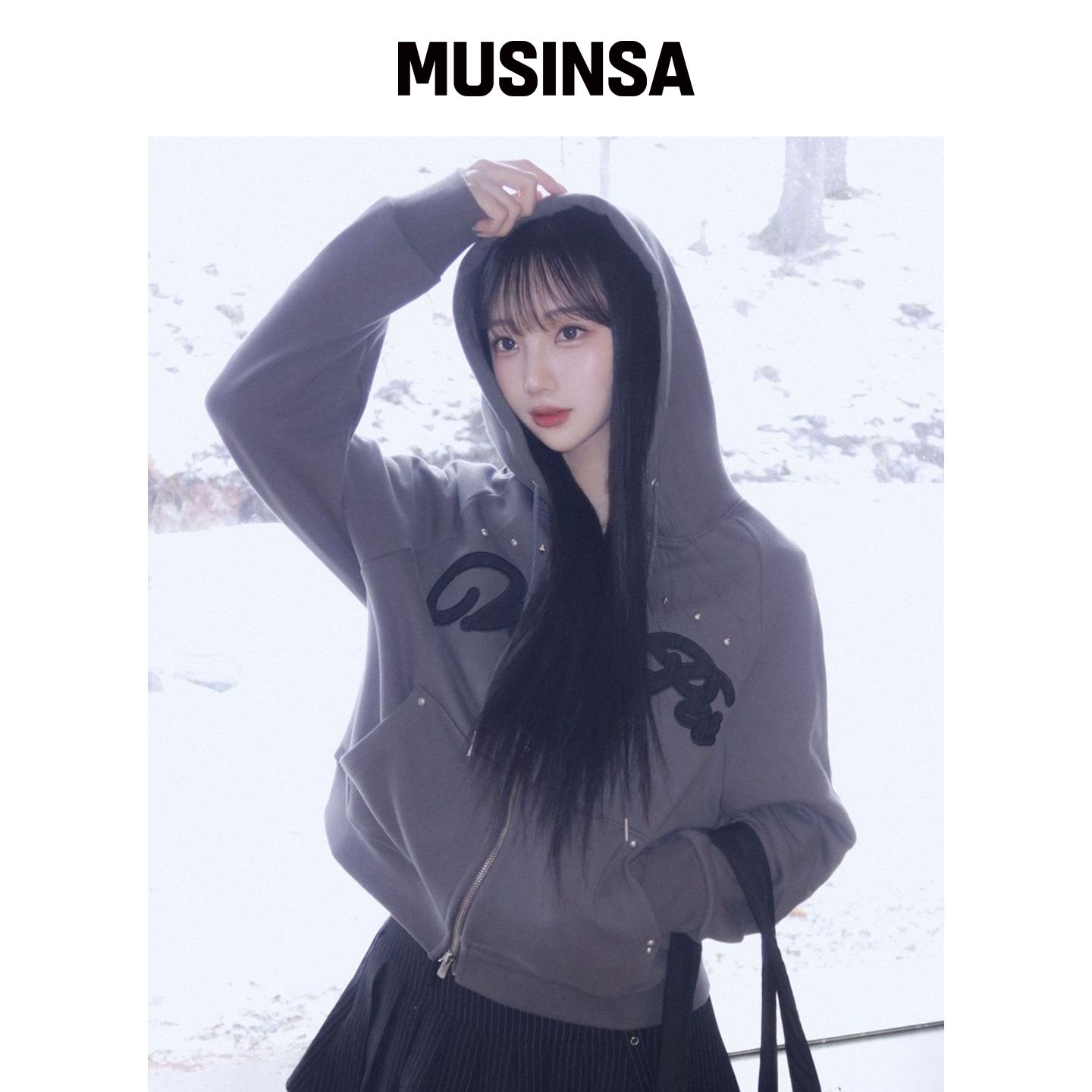 ILLIGO 格纹连帽外套女秋复古百搭通勤MUSINSA韩国官网直邮进口图片