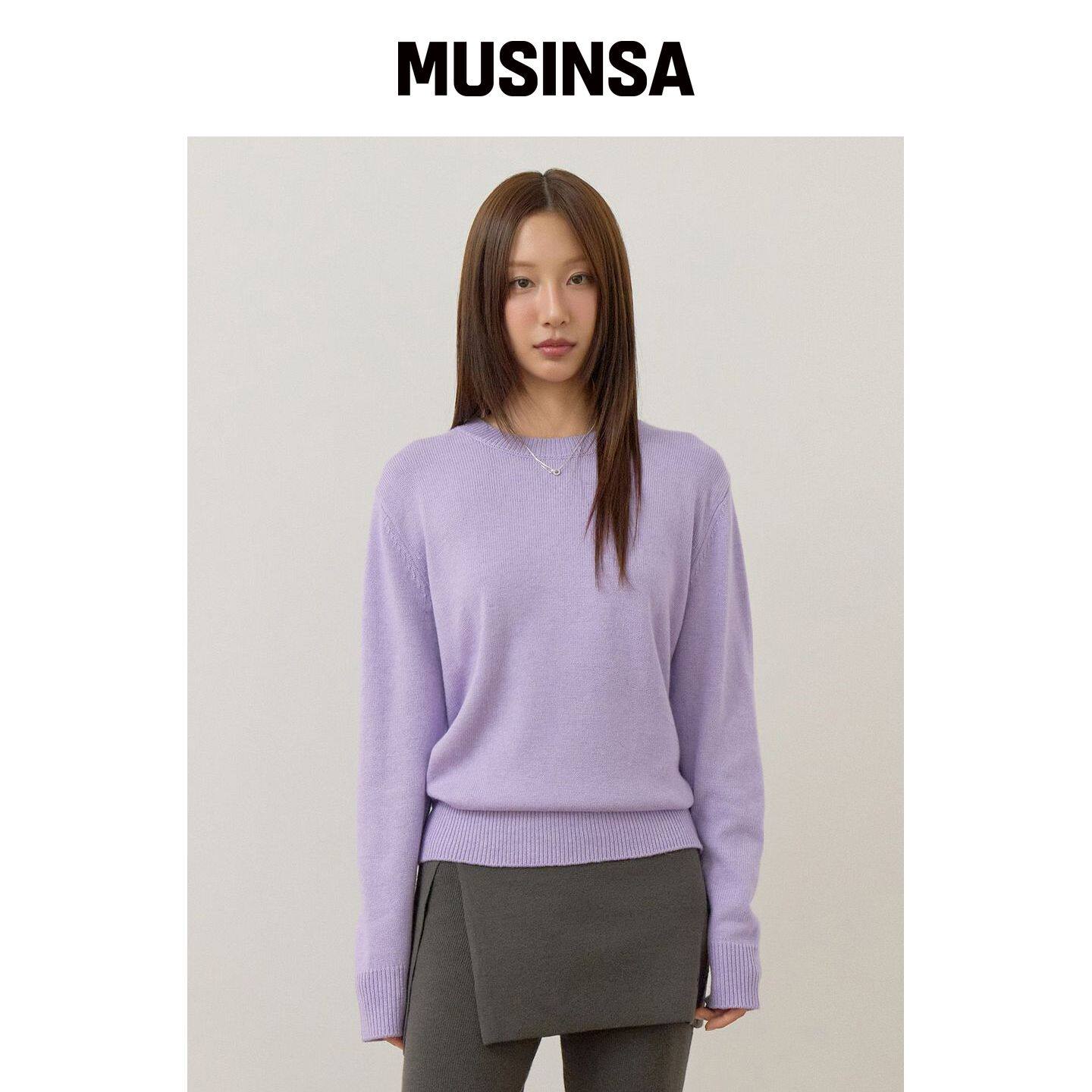Bb' BENETTON 羊绒圆领针织衫 (浅紫色) MUSINSA韩国官网直邮进口