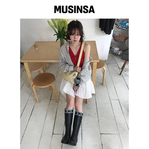 FORRR 蕾丝缎带雨靴 - 黑色 MUSINSA韩国官网直邮进口