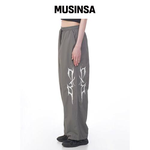 D.XO.H 雷霆刺绣logo绑带尼龙短裤炭灰色 MUSINS韩国官网直邮进口