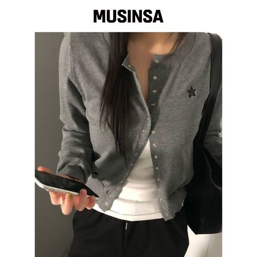 CHICKS 圆领开衫 深灰色 MUSINSA韩国直邮官方正品