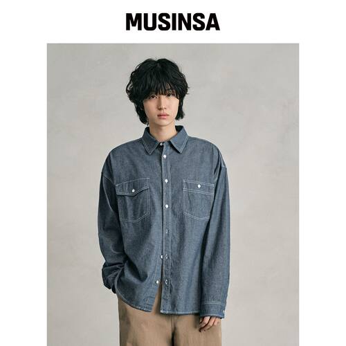 DECET 蓝色牛仔衬衫 DCSH008 MUSINSA韩国直邮官方正品