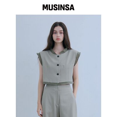 ODER 层叠短款马甲-卡其色 MUSINSA韩国直邮官方正品