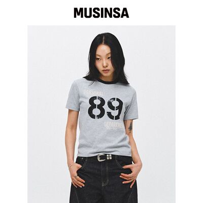 ECORR [UNISEX] 89 RINGER CROPPED T-SHIRT_灰 韩国官网直邮进口